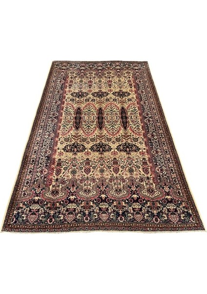 El Dokuma Sümerbank Ladik Halısı 200X330 Krem Lacivert Yün Halı