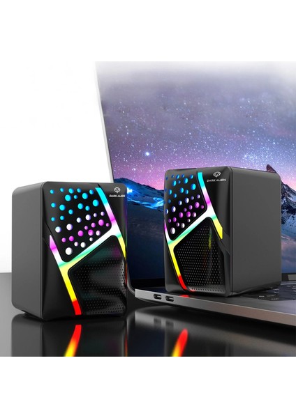 Dark Alien S-511 LED Işıklı Rgb 1+1 Hoparlör Laptop- Pc Uyumlu 6 Watt Çıkış fiyatları