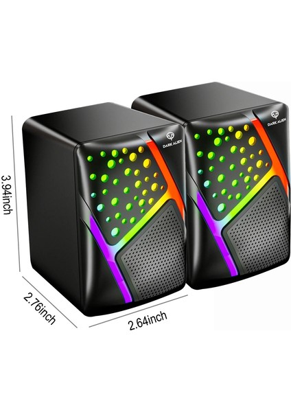 Dark Alien S-511 LED Işıklı Rgb 1+1 Hoparlör Laptop- Pc Uyumlu 6 Watt Çıkış