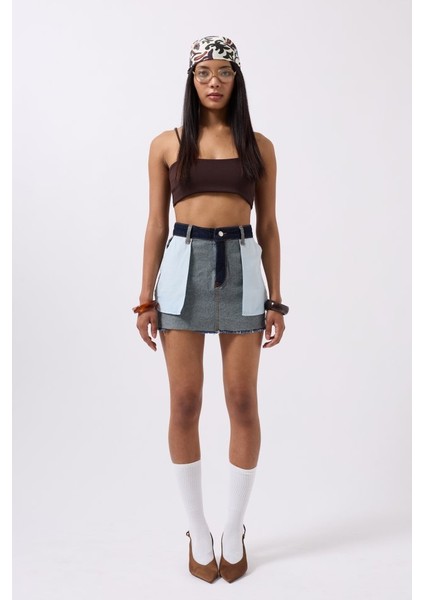 Ters Detay Denim Mini Etek fiyatları