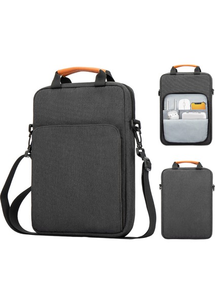 13.3 Inç Dizüstü Bilgisayar Için Dikey Taşıma Çantası Oxford Kumaş Darbeye Dayanıklı El Çantası Çapraz Askılı Çanta-Siyah (Yurt Dışından)