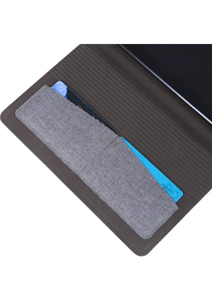 Kumaş Dokulu Kart Yuvaları Stand Deri Kılıf Lenovo Tab M8/tab M8 (2. Nesil)-Gri (Yurt Dışından)