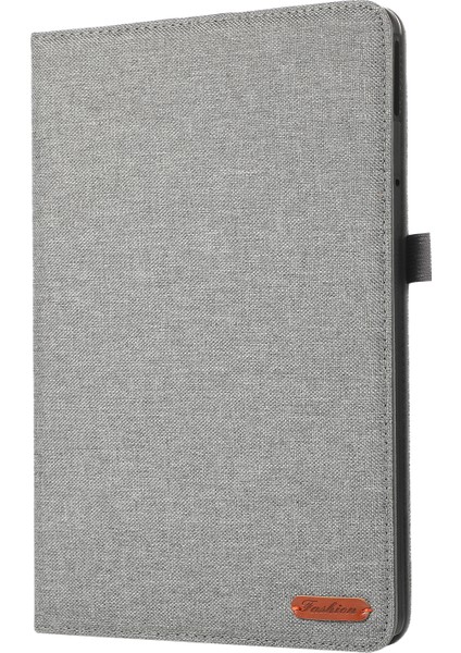 Lenovo Tab M11 Plus Deri Kılıf Kart Tutucu Kumaş Doku Tablet Standı Kapağı-Gri (Yurt Dışından)