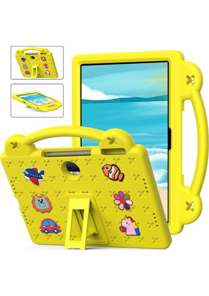 Honor Pad 9 Tablet Kılıfı Için Çizilmez Eva Sevimli Desenler Kickstand Kılıfı ve Sapı-Sarı (Yurt Dışından)