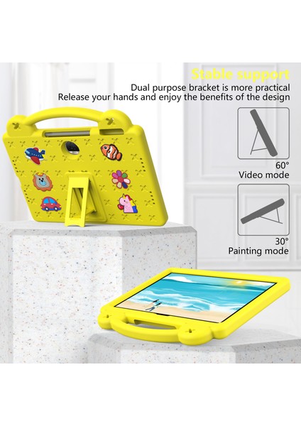 Honor Pad 9 Tablet Kılıfı Için Çizilmez Eva Sevimli Desenler Kickstand Kılıfı ve Sapı-Sarı (Yurt Dışından)
