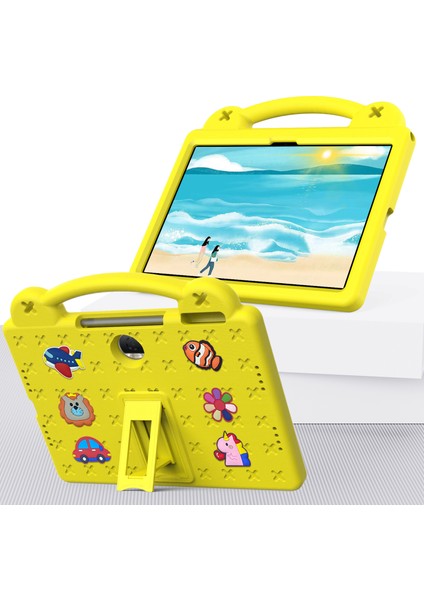 Honor Pad 9 Tablet Kılıfı Için Çizilmez Eva Sevimli Desenler Kickstand Kılıfı ve Sapı-Sarı (Yurt Dışından)