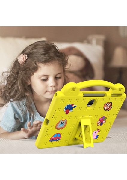 Honor Pad 9 Tablet Kılıfı Için Çizilmez Eva Sevimli Desenler Kickstand Kılıfı ve Sapı-Sarı (Yurt Dışından)