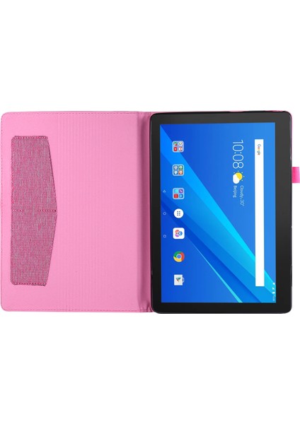 Lenovo Tab E10-ROSE Için Kart Tutucu Standlı Kumaş Doku Deri Tablet Kabuğu (Yurt Dışından)