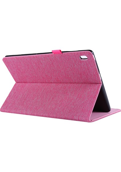 Lenovo Tab E10-ROSE Için Kart Tutucu Standlı Kumaş Doku Deri Tablet Kabuğu (Yurt Dışından)