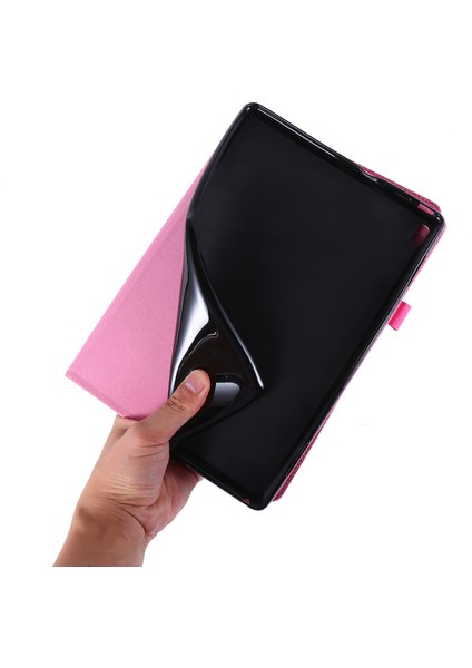 Lenovo Tab E10-ROSE Için Kart Tutucu Standlı Kumaş Doku Deri Tablet Kabuğu (Yurt Dışından)