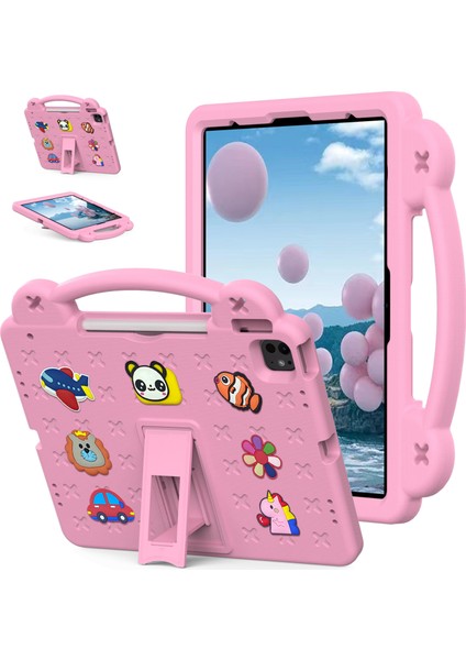 iPad Pro 13(2024)/AIR 13(2025)/(2024)/IPAD Pro 12.9(2022)/(2021)/(2020)/(2018)KILIF Çocuklar Eva Tablet Kılıfı-Pembe (Yurt Dışından)