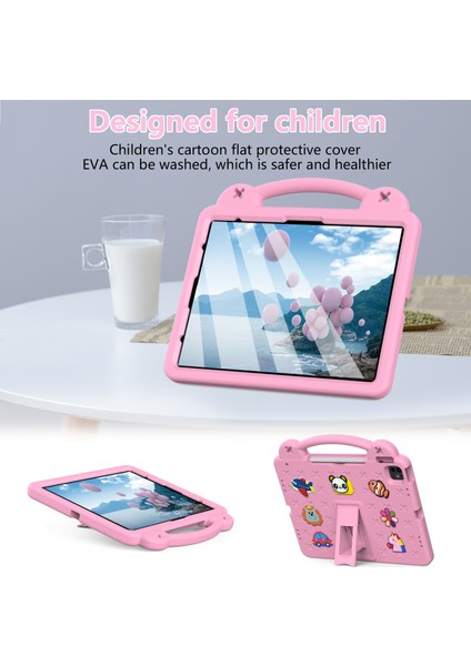 iPad Pro 13(2024)/AIR 13(2025)/(2024)/IPAD Pro 12.9(2022)/(2021)/(2020)/(2018)KILIF Çocuklar Eva Tablet Kılıfı-Pembe (Yurt Dışından)