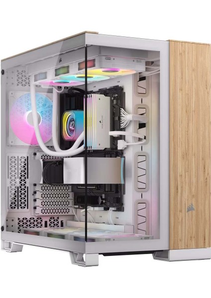 Corsaır 6500X Mid-Tower Dual Chamber Pc Case - White/bamboo Wood (CC-9011284-WW)