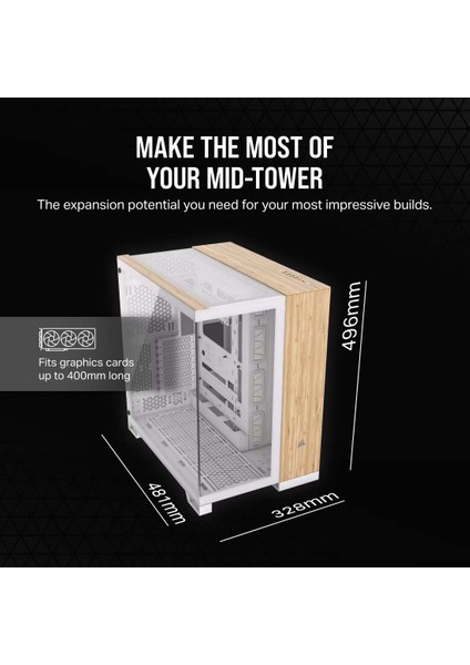Corsaır 6500X Mid-Tower Dual Chamber Pc Case - White/bamboo Wood (CC-9011284-WW) modelleri