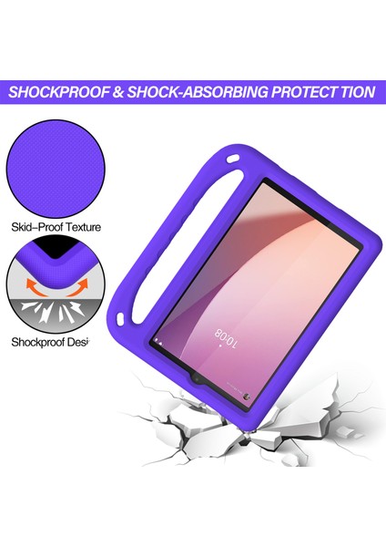 Lenovo Tab M8 (4. Nesil) 2024 TB-301XU/M8 (4. Nesil) 2023 TB-300FU El Tutacağı Eva Tablet Kılıfı Katlanabilir Destekli Tablet Kılıfı-Mor (Yurt Dışından)