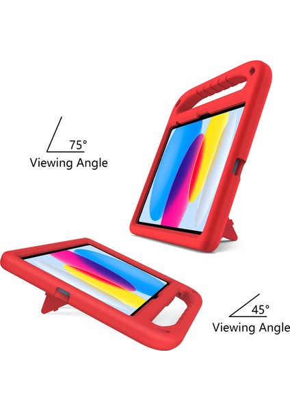 iPad (2025)/10.9 (2022) Taşınabilir El Tutacağı Eva Tablet Kılıfı Katlanabilir Destek Ayağı Darbeye Dayanıklı Koruyucu Kılıf-Kırmızı (Yurt Dışından) modelleri