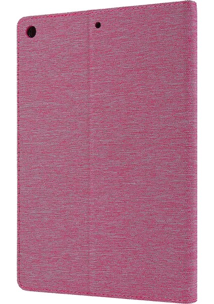 Kumaş Dokulu Kart Yuvaları Standlı Deri Kapaklı Kılıf iPad 10.2(2021)/(2020)/(2019)-PEMBE (Yurt Dışından)