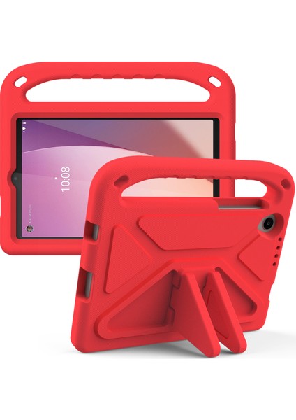 Lenovo Tab M8 (4. Nesil) 2024 TB-301XU/M8 (4. Nesil) 2023 TB-300FU El Tutacağı Eva Tablet Kılıfı Katlanabilir Destekli Tablet Kılıfı-Kırmızı (Yurt Dışından)