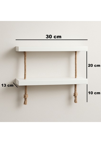 Jüt Ipli 2 Katlı Duvar Rafı – Beyaz Mdf Dekoratif Raf-30*13 cm modelleri
