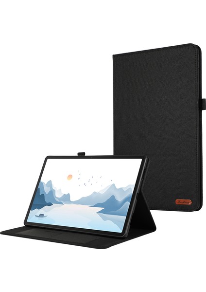 Lenovo Tab P12 Kılıf Kumaş Doku Deri Tablet Kılıfı Kart Tutucu Ile-Siyah (Yurt Dışından)