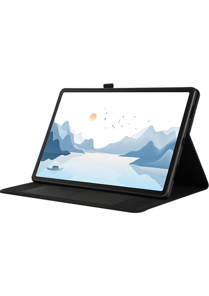 Lenovo Tab P12 Kılıf Kumaş Doku Deri Tablet Kılıfı Kart Tutucu Ile-Siyah (Yurt Dışından)