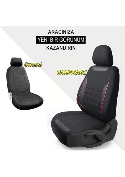 Dacia Sandero Stepway Deri Detaylı Özel Tasarım Oto Koltuk Kılıfı Seti Smart K