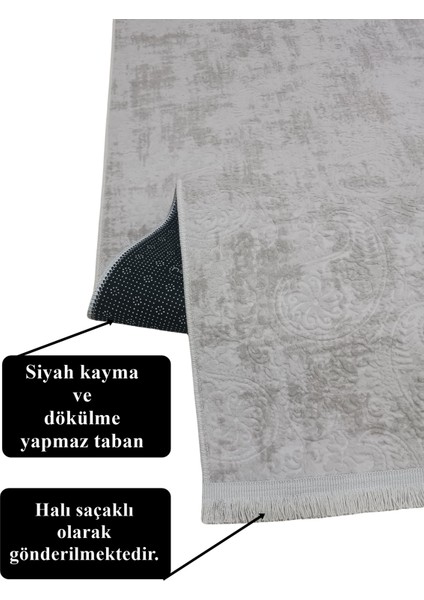 Kaymaz Taban Saçaklı Kesme Halı Yolluk Nevra Asos Vizon