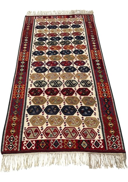 El Dokuma Sıfır Van Kilimi 125X230 Renkli Kök Boya Yolluk Kilim