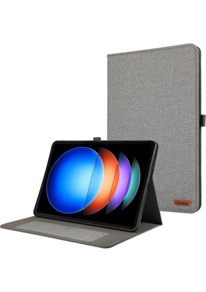 Xiaomi Pad 6s Pro 12.4 Kılıf Kumaş Doku Deri Tablet Standı Kapak Kart Tutucu Ile-Gri (Yurt Dışından)