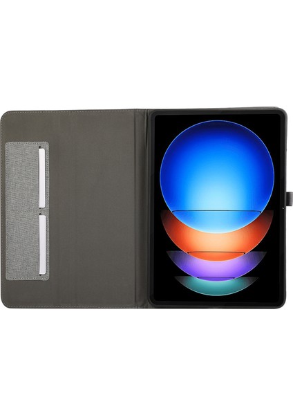 Xiaomi Pad 6s Pro 12.4 Kılıf Kumaş Doku Deri Tablet Standı Kapak Kart Tutucu Ile-Gri (Yurt Dışından)