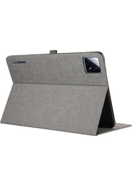 Xiaomi Pad 6s Pro 12.4 Kılıf Kumaş Doku Deri Tablet Standı Kapak Kart Tutucu Ile-Gri (Yurt Dışından)