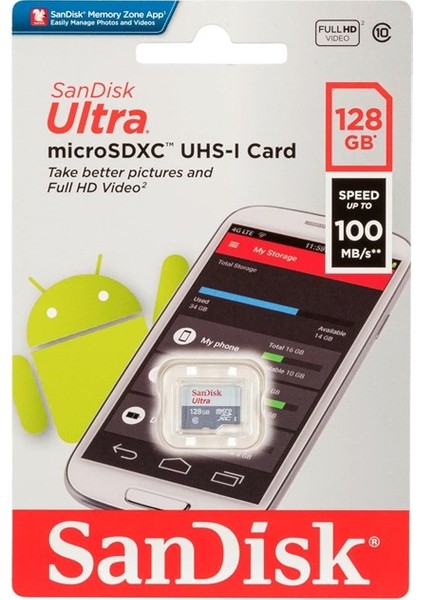 SDSQUNR-128G-GN6MN 128 GB 80MB/S Ultra Sdxc C10 Uhs-1 Microsd Hafıza Kartı