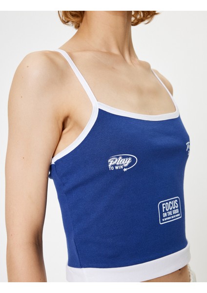 Yeni Sezon Crop Atlet Askılı Baskılı Slim Fit Kare Yaka indirimleri