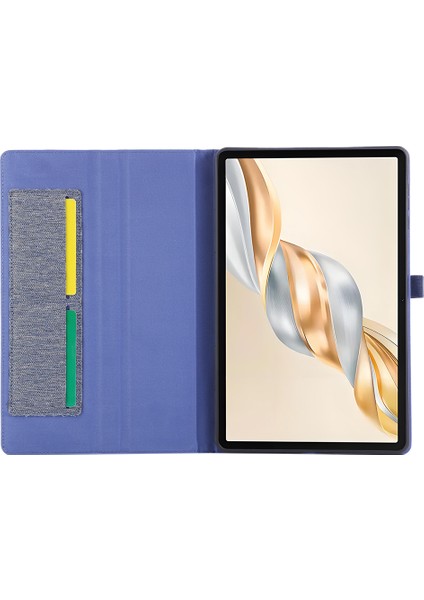 Honor Pad X9A Deri Kılıf Kart Tutucu Kumaş Doku Tablet Standı Kapağı-Mavi (Yurt Dışından)