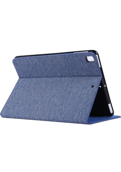 iPad 9.7 Inç (2018)/(2017)/IPAD Air (2013)/AIR 2 Tablet Kılıfı Kumaş Doku Deri Koruyucu Kapak Kart Yuvalı Stand-Mavi (Yurt Dışından)