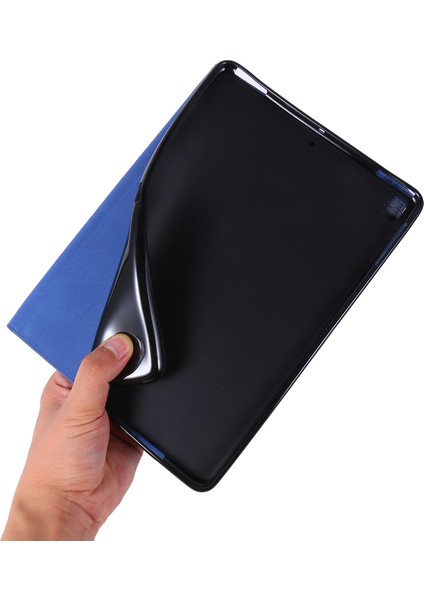 iPad 9.7 Inç (2018)/(2017)/IPAD Air (2013)/AIR 2 Tablet Kılıfı Kumaş Doku Deri Koruyucu Kapak Kart Yuvalı Stand-Mavi (Yurt Dışından)
