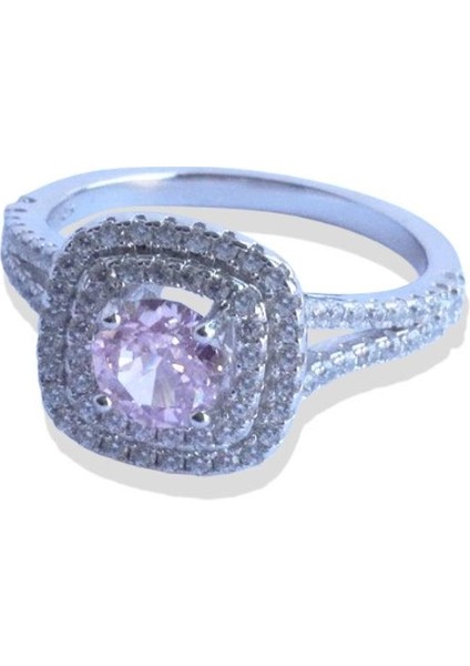 Oval Pembe Icecut Taşlı Gümüş Yüzük indirimleri