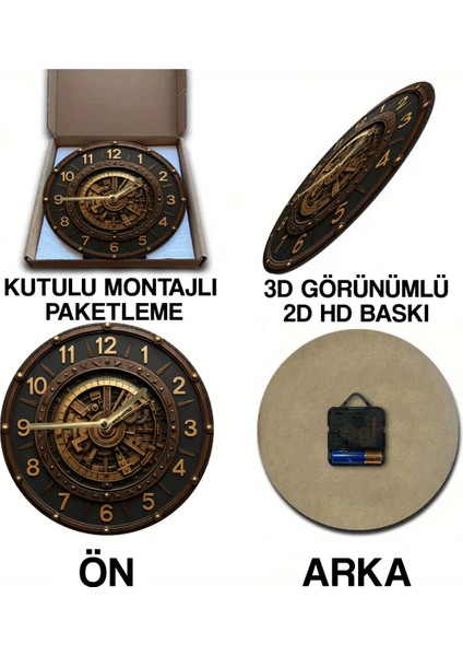 Sessiz Yuvarlak Ahşap Duvar Saati, Kuvars Hareketli 3D Görünümlü 2d Saat Sdw Serisi Sdw 181