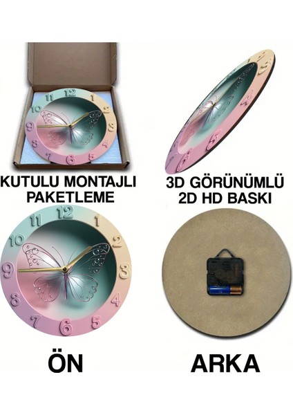 Sessiz Yuvarlak Ahşap Duvar Saati, Kuvars Hareketli 3D Görünümlü 2d Saat SDW165