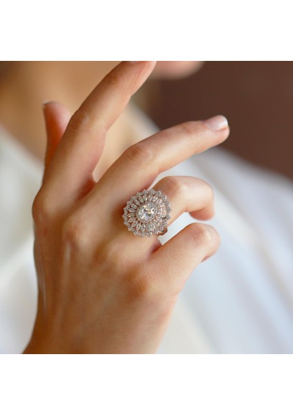 Oval Mekik Taşlı Sky Diamond Gümüş Yüzük modelleri