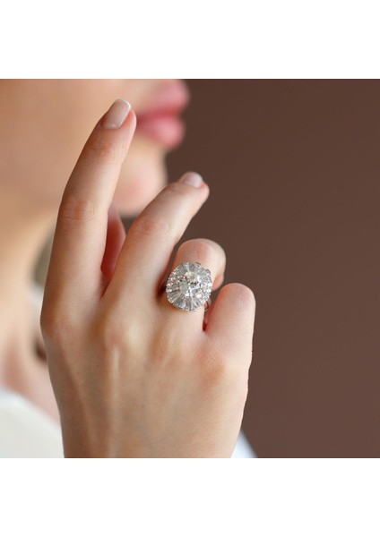 Sky Diamond Baget Oval Kesimli Gümüş Yüzük fırsatları