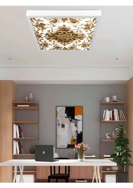 3D Desenli LED Modern Avize, 60X60 Kare, 60WATT, Beyaz Işık, Gün Işığı, Yapay Zeka Tasarım Avize