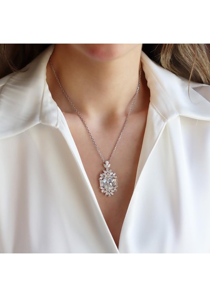 Okyanusun Kalbi Baget Sky Diamond Gümüş Kolye