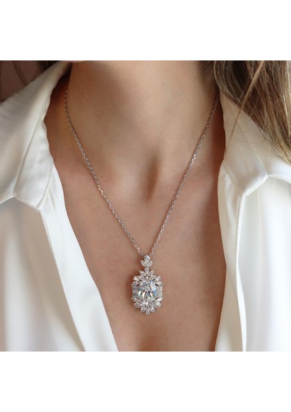 Okyanusun Kalbi Baget Sky Diamond Gümüş Kolye modelleri