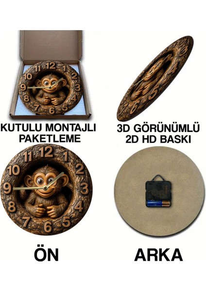 Sessiz Yuvarlak Ahşap Duvar Saati, Kuvars Hareketli 3D Görünümlü 2d Saat Sdw SDW173