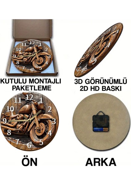 Sessiz Yuvarlak Ahşap Duvar Saati, Kuvars Hareketli 3D Görünümlü 2d Saat SDW131