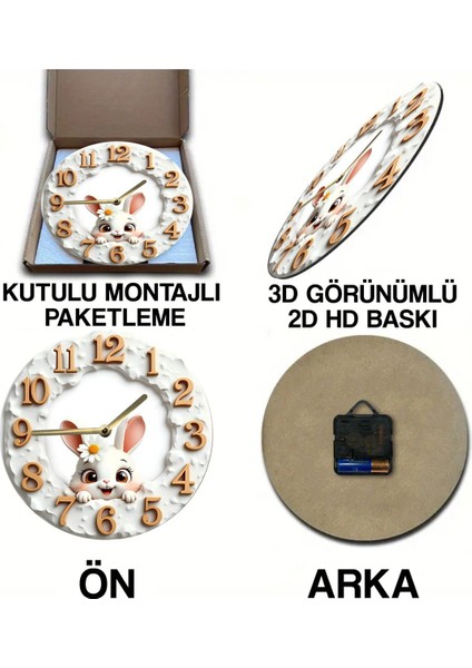 Sessiz Yuvarlak Ahşap Duvar Saati, Kuvars Hareketli 3D Görünümlü 2d Saat SDW117