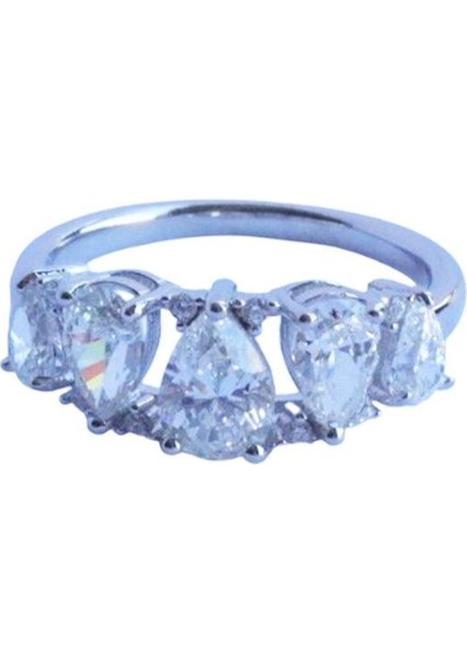 Sky Diamond Pear Kesimli Gümüş Yüzük fırsatları