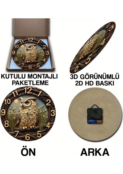 Sessiz Yuvarlak Ahşap Duvar Saati, Kuvars Hareketli 3D Görünümlü 2d Saat Sdw SDW166