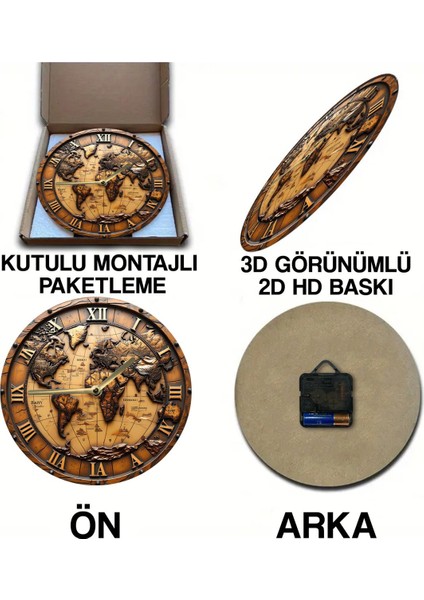 Sessiz Yuvarlak Ahşap Duvar Saati, Kuvars Hareketli 3D Görünümlü 2d Saat SDW118